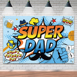 Happy Father's Day Banner Backdrop Super Dad Theme Background Decor for Happy Father's Day Festival Party Celebration Photography Photo Prop Decorations Supplies 72x43in-