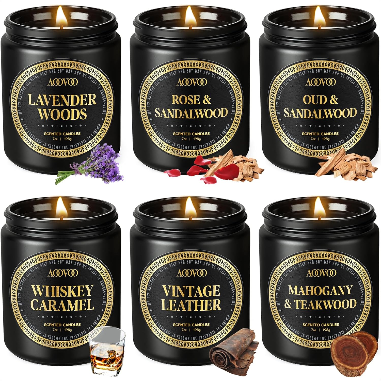 Scented Candles Gift Set - 6 Pack Men Candles For Home Scented, 42 Oz Soy Candle For Men, 300 Hour Long Lasting Candle Set For Birthday, Father'S Day, Valentine, Christmas, Anniversary