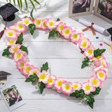 Pink Hawaiian Plumeria Leis For Adults 48" Tropical Hawaiian Graduation Leis For Luau Party Artificial Plumeria Flower Necklace For Hula Dance Wedding Summer Beach Party Favors Supplies