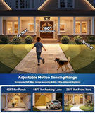 12.2 Inch Motion Sensor Outdoor Ceiling Light with Remote Black Flush Mount Fixture