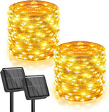 2 Pack Solar Fairy Lights Outdoor 66FT 200 LED Warm White String Lights Waterproof with 8 Modes for Patio Garden Fence Yard Christmas Party Decor