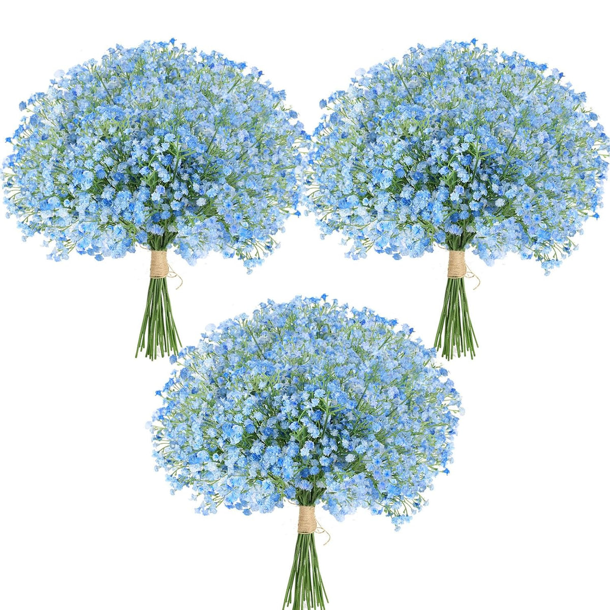 30 Pcs Baby'S Breath Artificial Flowers - Blue Small Babys Breath Flowers - Real Touch Fake Gypsophila Bouquets For Wedding Decor, Party Arrangements, Home Decoration, Diy Crafts