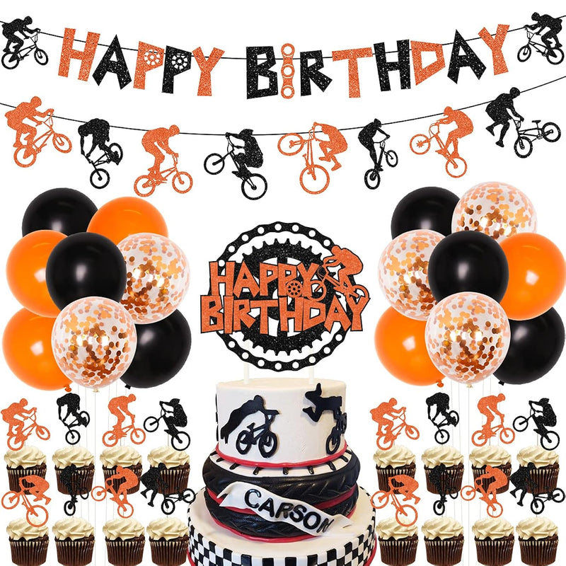 Bike Birthday Party Decorations Orange And Black Bicycle Motocross Par