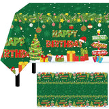 3 Pack Christmas Birthday Tablecloth Disposable Xmas Happy Birthday Table Cover For Merry Christmas Party Supplies, 54 X 108 Inch
