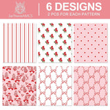 12 Sheet Bow Wrapping Paper -Not Roll- Red Pink Flower Dot Stripe Valentine'S Day Gift Wrap Art Paper For Wedding Bridal Shower Anniversary, Folded Flat, 19.7 X 27.6 Inch