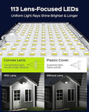 Solar Motion Sensor Flood Light 113 LED Cool White Waterproof Dusk to Dawn Security Light