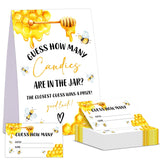Honey Bee Baby Shower Game, Guess How Many Candies Are In The Jar, Pack Of 1 Sign And 50 Guessing Cards, Baby Shower Decoration, Gender Neutral - 08