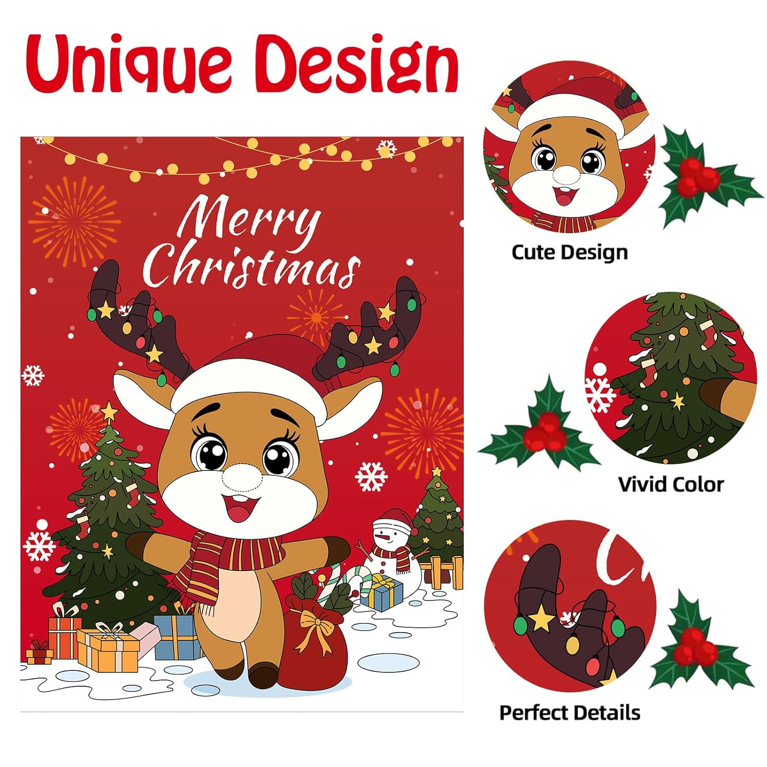 Christmas Games - Pin The Nose On The Reindeer Games For Families Party, Cute Indoor Christmas Home Decor Party Decorations, Xmas Activities Presents Holiday Decor, Red