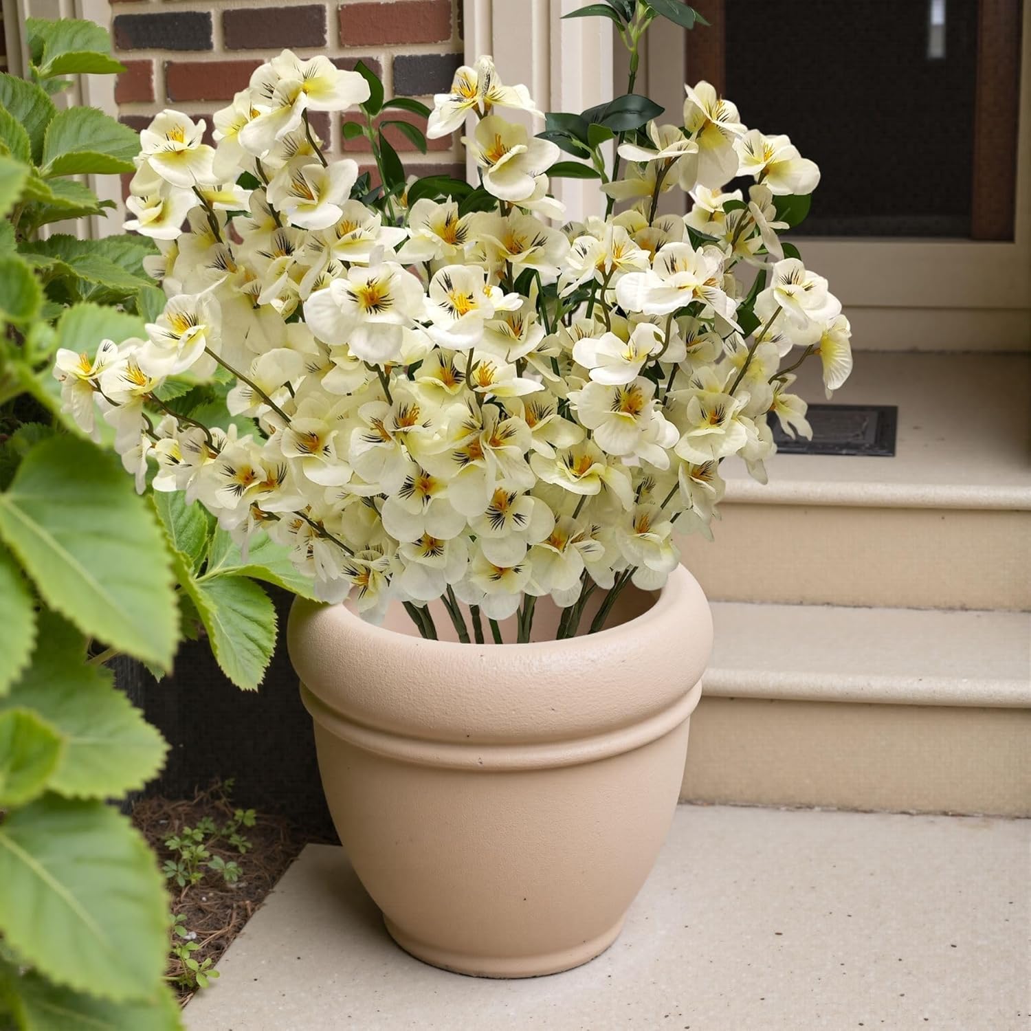 Artificial Flower Stems Bundle, White And Green, For Indoor Outdoor Home Decor (12, White)