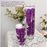 12 Pcs Purple Artificial Orchid Flower For Floating Candle Centerpieces, Faux Flower Vase Fillers For Wedding Table Party.