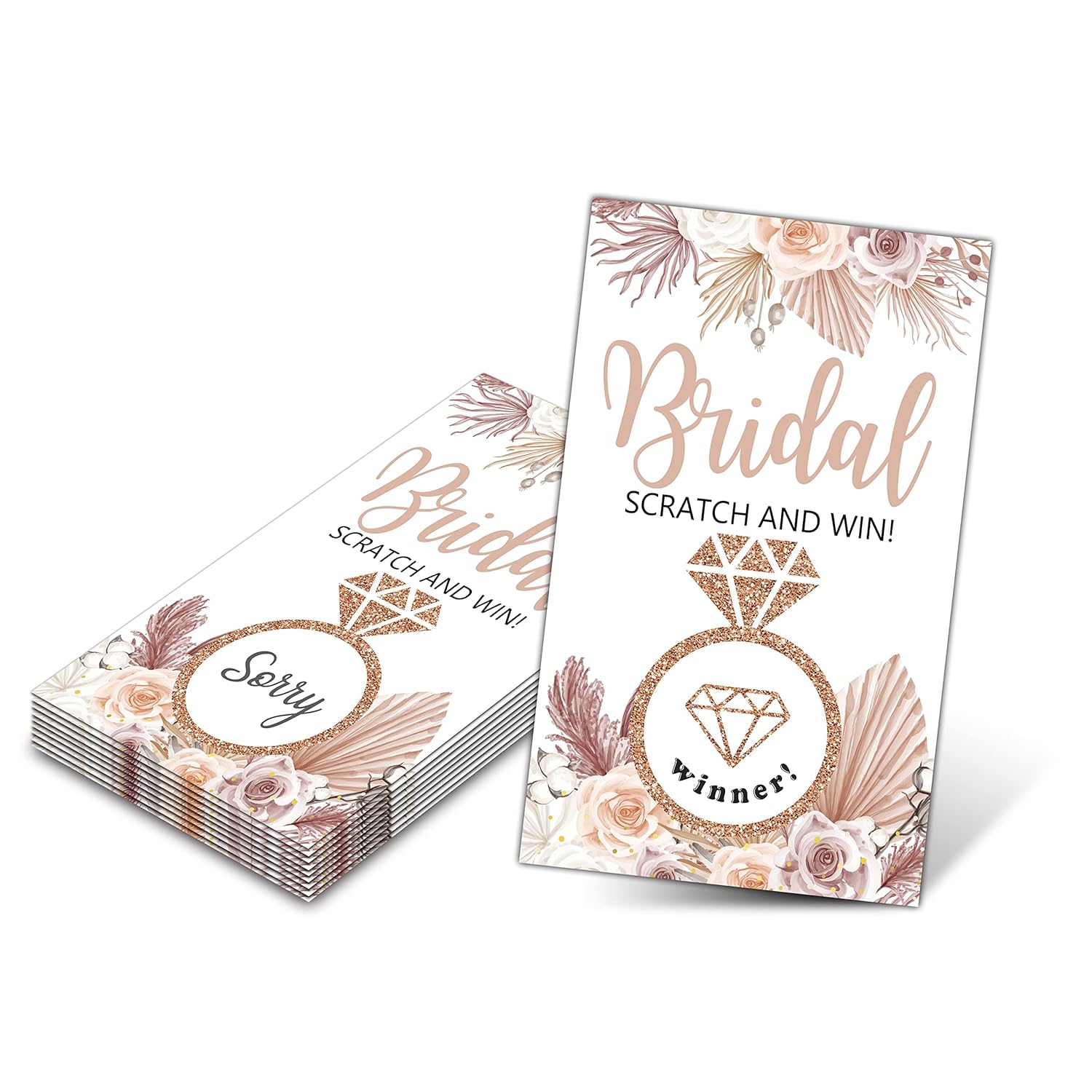Bridal Shower Scratch Off Game Cards - Boho Floral Wedding Shower Ideas - Bride Shower Party Activities & Supplies - Bachelorette/Engagement Party Decorations - 50 Pack(14)