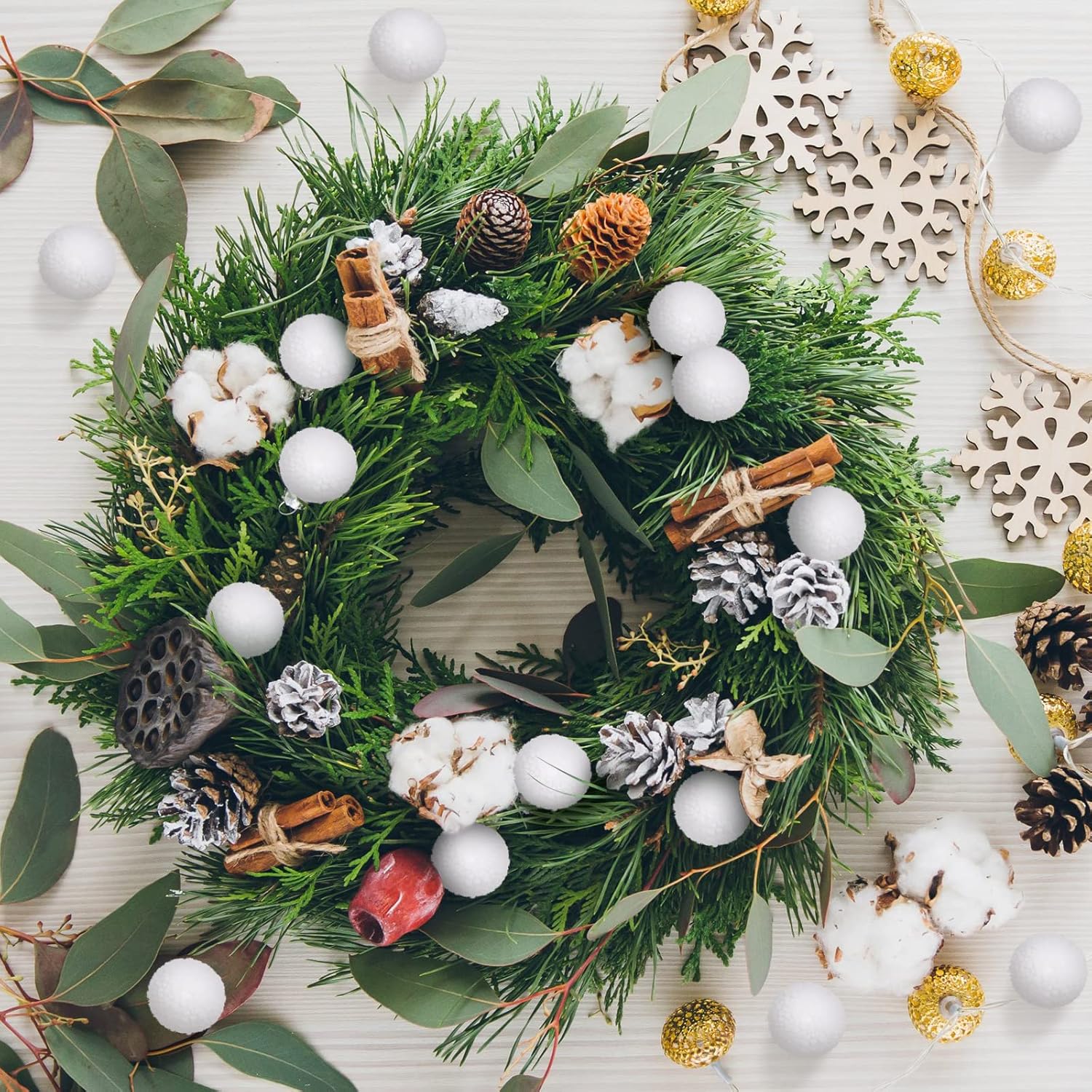 20 Pcs Christmas Yarn Pom Poms Balls For Diy Handmade Crafts Fuzzy Pompoms For Christmas Diy Hats Thanksgiving Party Holiday Hanging Home Decorations (White, 2 Inch)