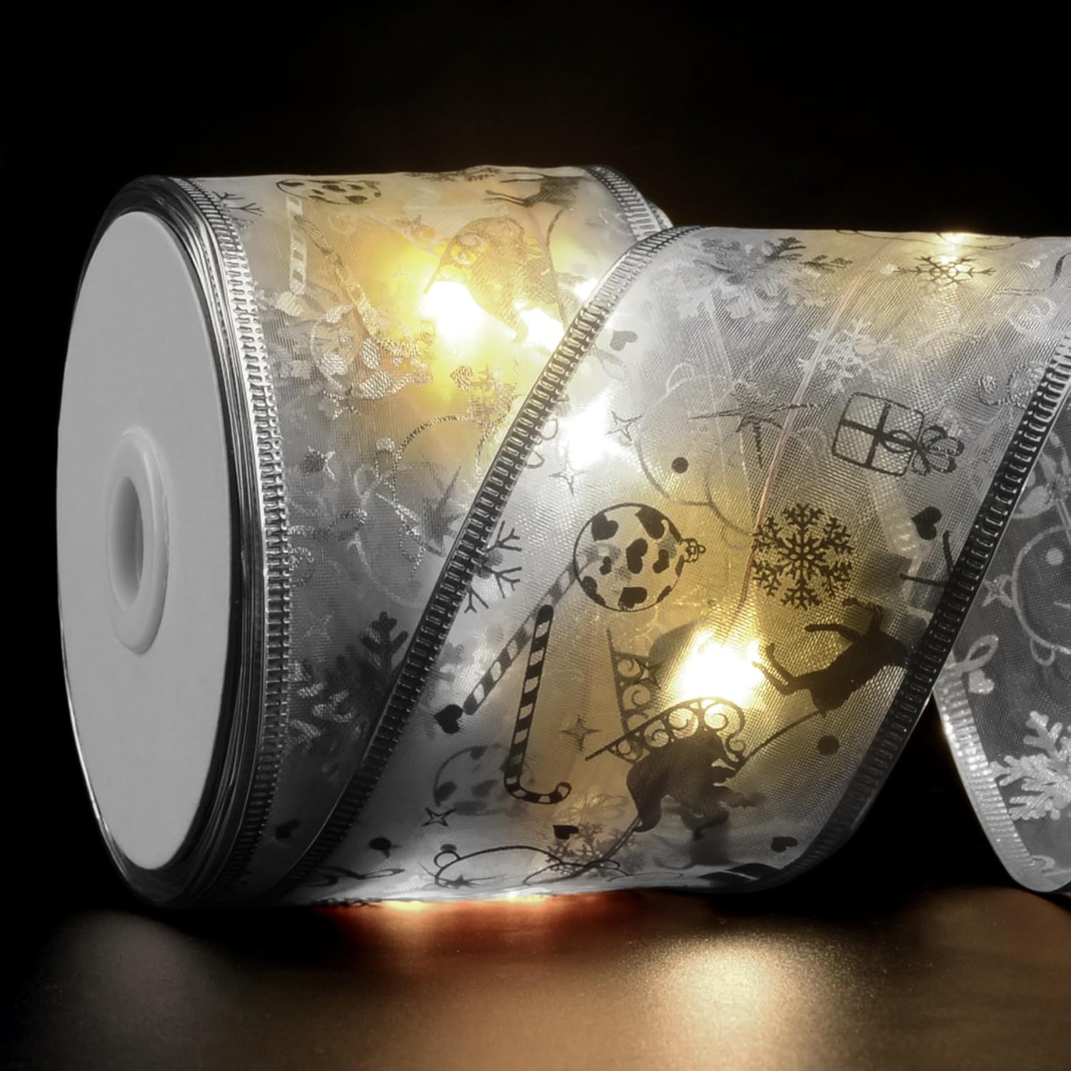 Christmas Ribbon Lights, 33Ft 100 Led Tree Decorations With Remote, Battery & Usb Powered, 8 Modes, Timer, 2.5 Inch Doub