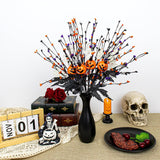 12 Pcs Spooky Halloween Flowers Artificial 17 Inches Orange Black Floral Stems Gothic Halloween Pumpkin Stems With Ghost Floral Picks For Vase Floral Arrangements Table Centerpieces Decorations