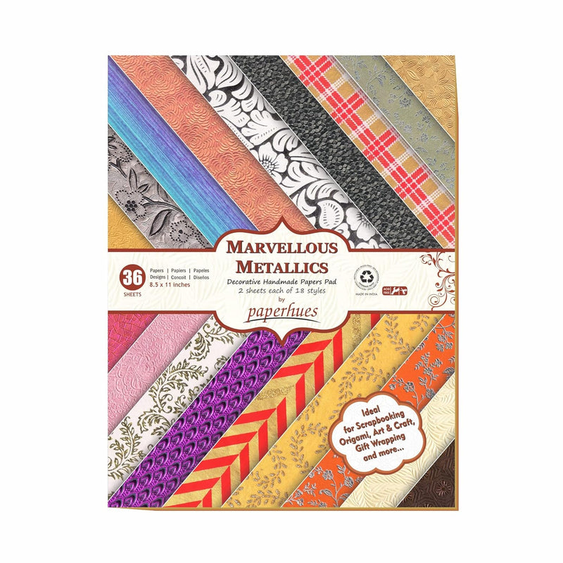 Marvellous Metallics Scrapbook Paper 8.5X11" Pad, 36 Sheets