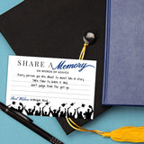 50- Blue Graduation Share A Memory Or Advice Cards For The Graduate - Party Games Ideas Activities Supplies Decorations Grad Celebration College, High School, University Blue & Black Made In The Usa