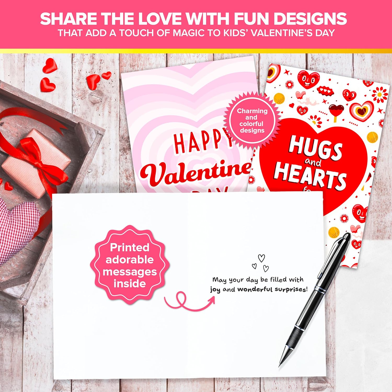 16 Pack 5X7In Children'S Valentine Cards With Envelopes And Stickers, 8 Adorable Designs For Boys And Girls, With Printed Message Inside, Gifting, Mailing