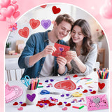 300Pc 10X10" Valentines Day Craft Gift Large Paper Heart Doilies With 100Pc Heart Shaped Doilies Lace Heart Doily Envelopes 200Pc Glitter Foam Heart Stickers For Valentines Day Wedding Party(10 Inch)
