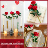 50 Pcs Red Roses Artificial Flowers, Fake Roses With Stems Realistic Silk Roses For Diy Wedding Bouquets Tables Centerpieces Arrangements Party Baby Shower Birthday Home Decor Gift For Her