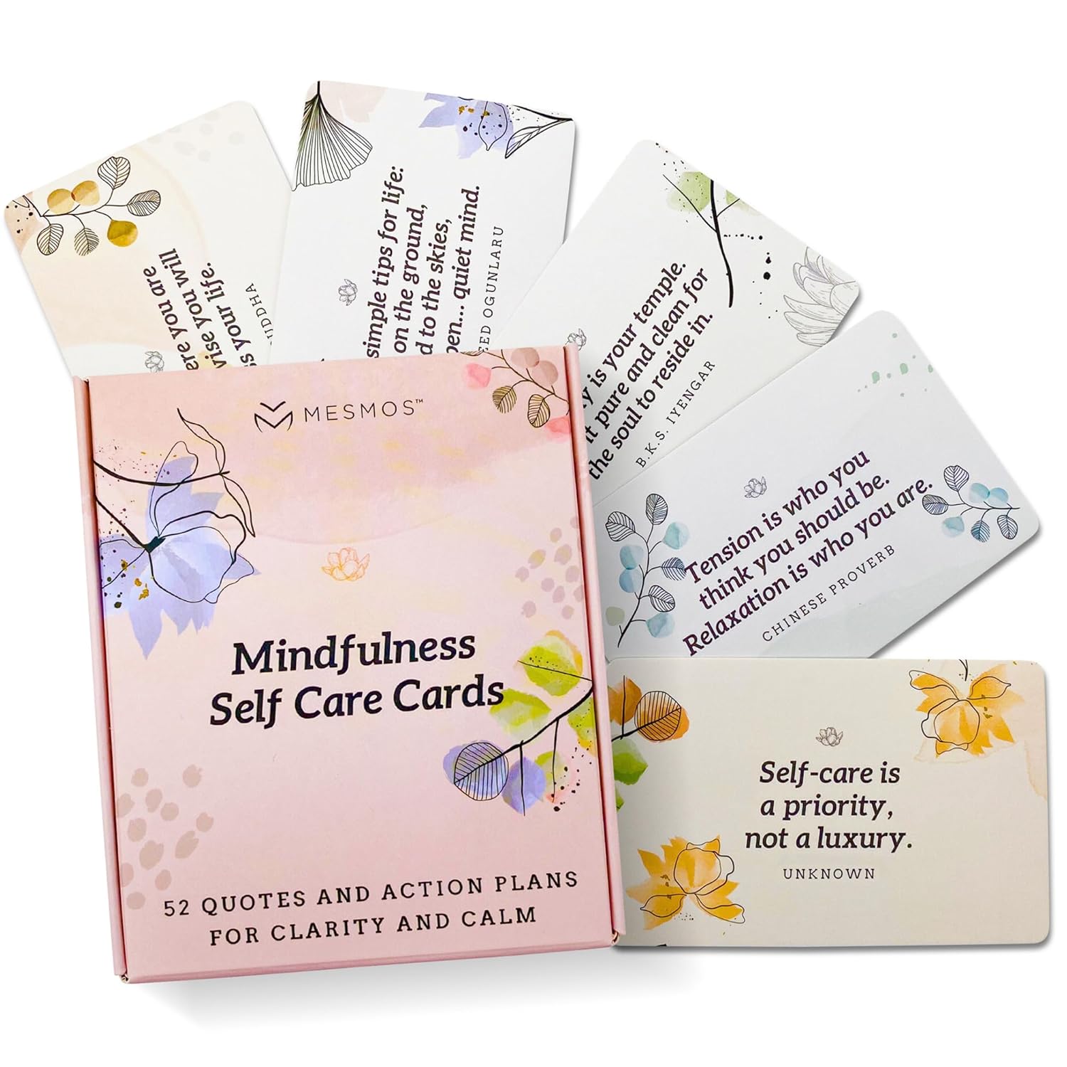 52 Mindfulness Cards With Action Plans. Relaxation Stress Relief Gifts For Women, Positive Affirmation Cards, Anxiety Relief Items, Meditation Self Care Kit, Relaxing Spiritual Gifts For Women