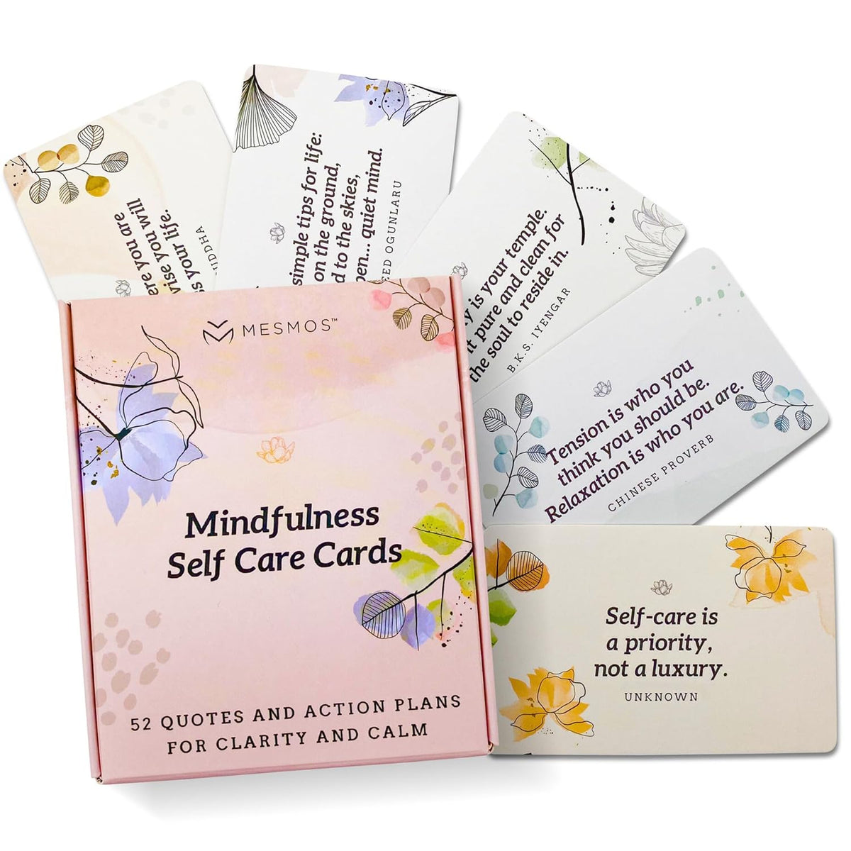 52 Mindfulness Cards With Action Plans. Relaxation Stress Relief Gifts For Women, Positive Affirmation Cards, Anxiety Relief Items, Meditation Self Care Kit, Relaxing Spiritual Gifts For Women