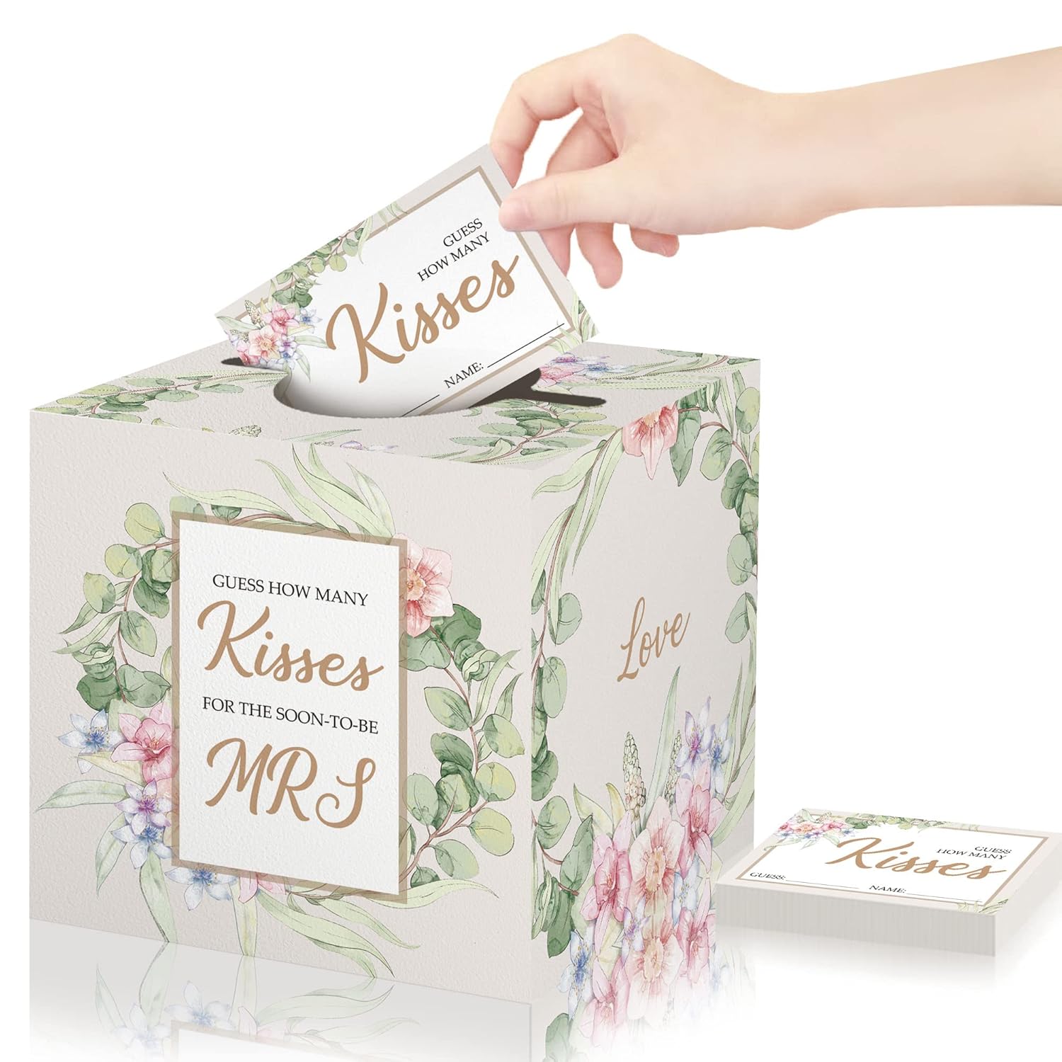 Bride Shower Game, Guess How Many Kisses Game With Box And 50 Guessing Cards, Guessing Game For Bridal Shower, Special Wedding Shower Ideas, Guess How Many Kisses For The Soon To Be Mrs