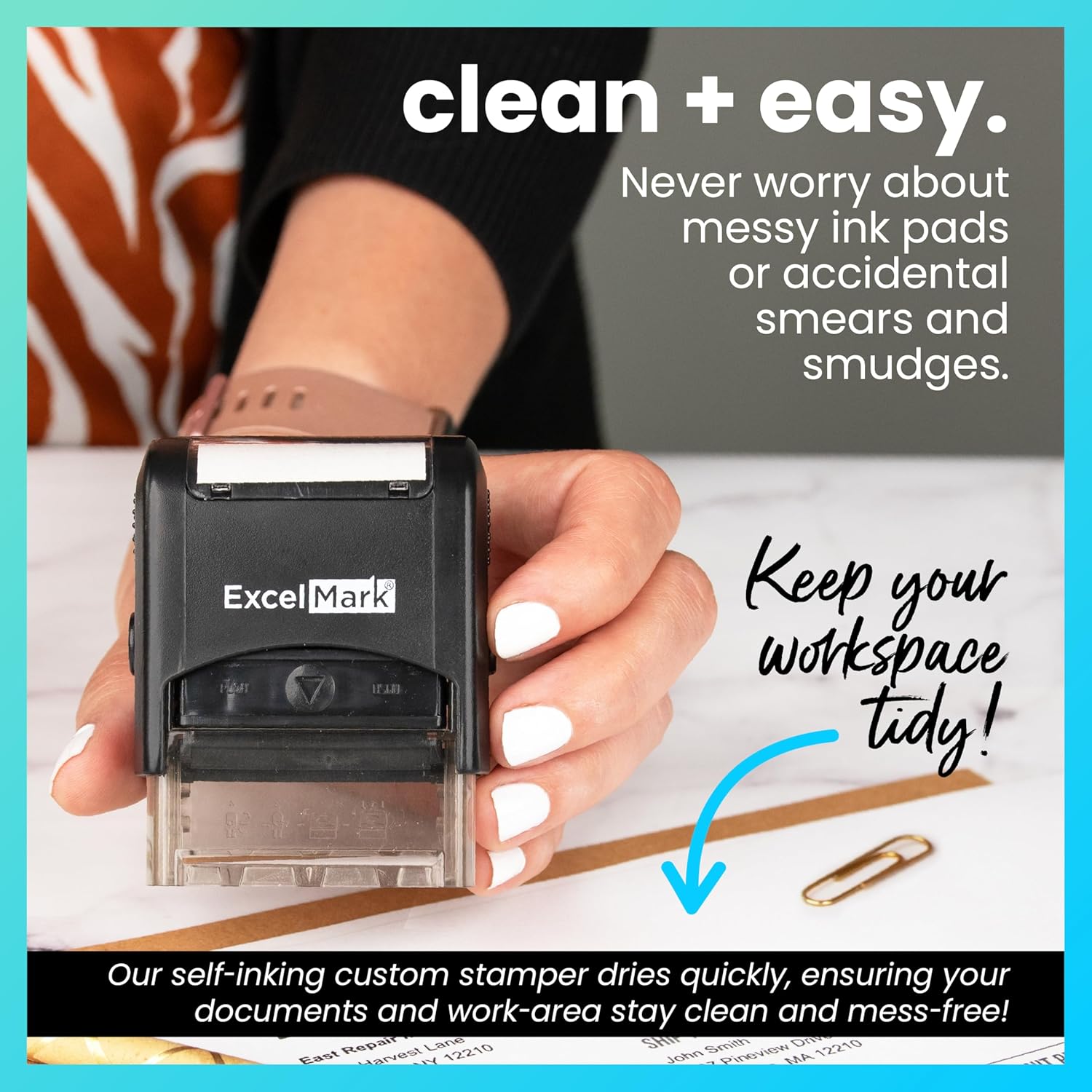 Self-Inking Christmas Rubber Stamp - Merry Christmas - Prints In Red Ink