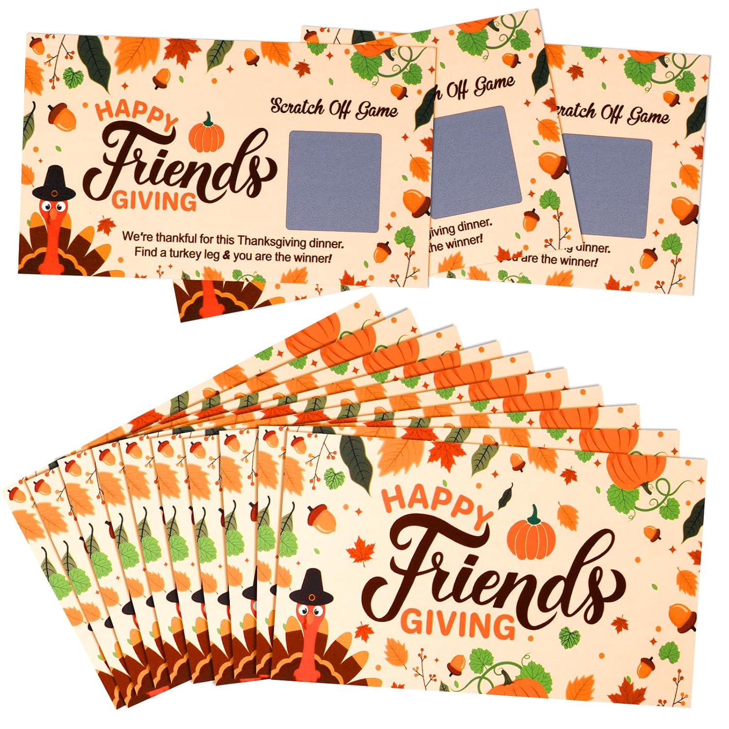 Friendsgiving Scratch Off Card, 30Pcs Thanksgiving Scratch Off Fortune Cards For Friends Family Adults Party Activity, Turkey Friendsgiving Party Supplies Scratch-Off Game Cards
