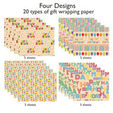 Birthday Wrapping Paper For Boys Girls Women Men,20 Sheets Gift Wrapping Paper With “Happy Birthday” Balloons, Colorful Stripes - Holiday Gift Wrap 27.5×19.7 Inches.