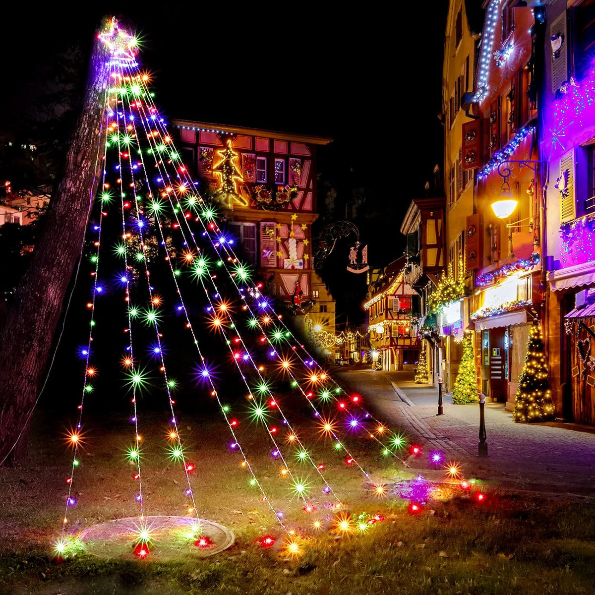 Christmas Decorations Christmas String Lights Outdoor, 320 Led Star Lights With Timer [8 Mode/Ip44 Waterproof] Fairy Lig