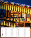 Outdoor Christmas Meteor Shower Lights 16 Inch 20 Tube Warm White Waterproof Falling Rain Icicle Lights