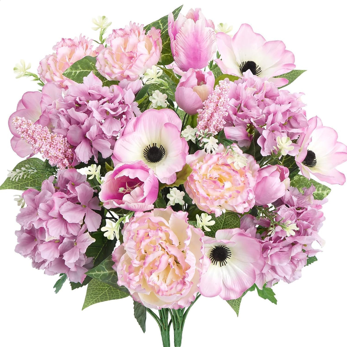 2 Pcs Pink Peonies Artificial Flowers Silk Hydrangea Artificial Flowers 18Inch Flower Bouquet For Table Centerpieces Home Decor Office Bride Indoor Outdoor Garden Grave