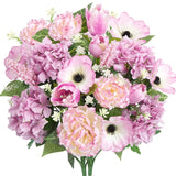 2 Pcs Pink Peonies Artificial Flowers Silk Hydrangea Artificial Flowers 18Inch Flower Bouquet For Table Centerpieces Home Decor Office Bride Indoor Outdoor Garden Grave