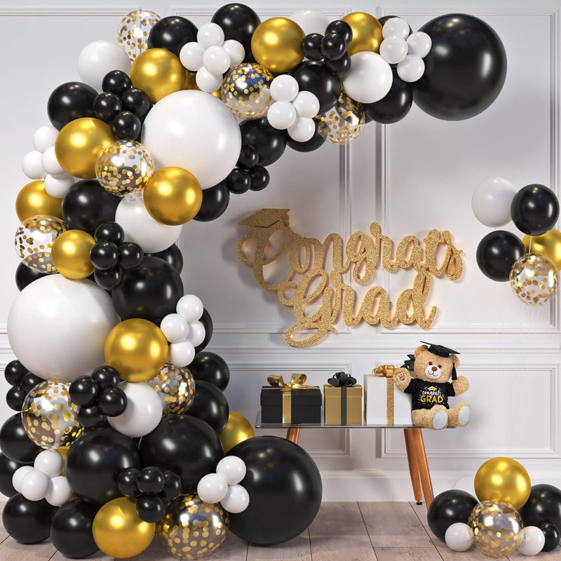 4 Sizes – Black White Gold Balloon Garland Kit & Arch For New Years, G