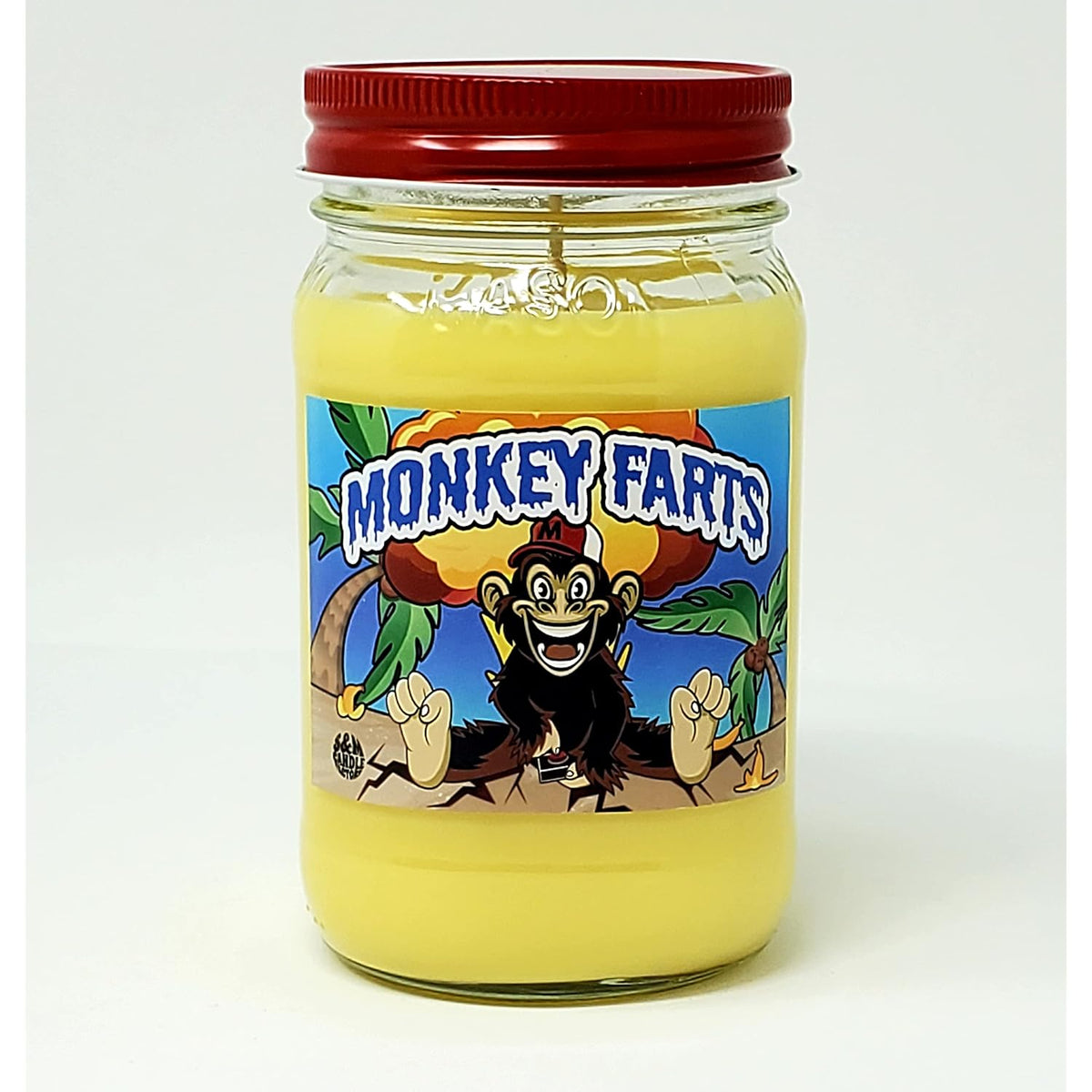 Monkey Farts Candle ~ Premium All Natural Soy Candle ~ Mason Jar Candle ~ Funny Candle With Amazing Scent (16Oz Mason Jar)