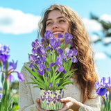 3D Greeting Cards Pop Up Cards 16" Iris Paper Flower Bouquet Gifts For Women Mom Wife Birthday, Anniversary, Get Well Cards With Note Card & Envelope, Romantic Iris