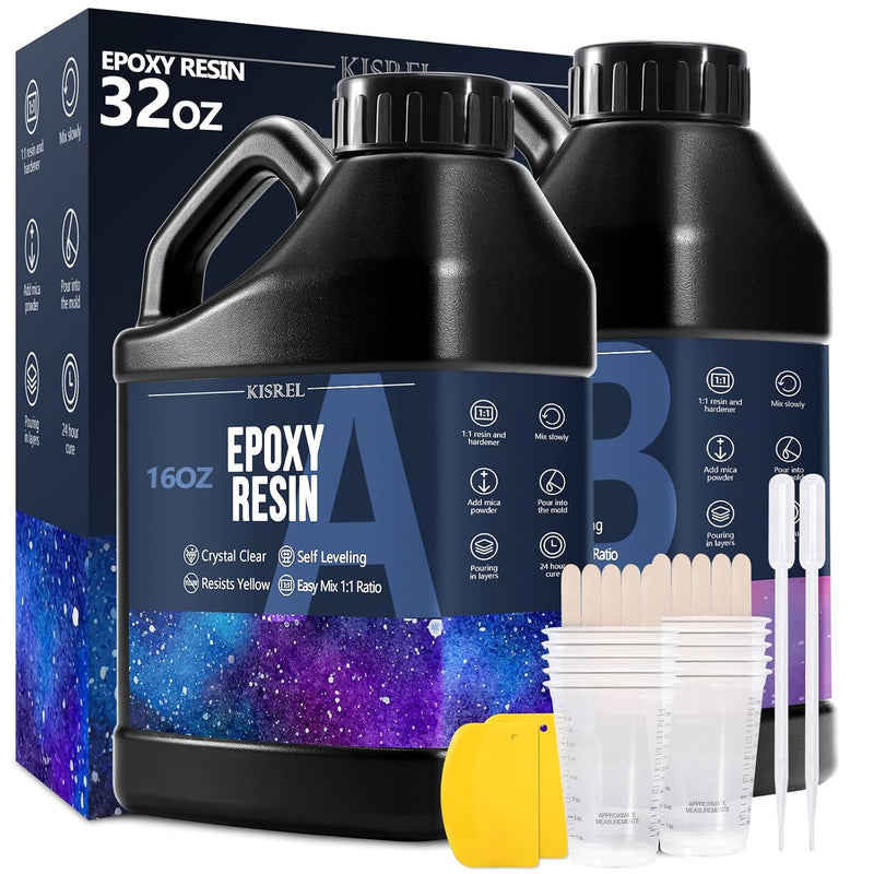 Epoxy Resin 32Oz - Crystal Clear Epoxy Resin Kit - No Yellowing No Bubble Art