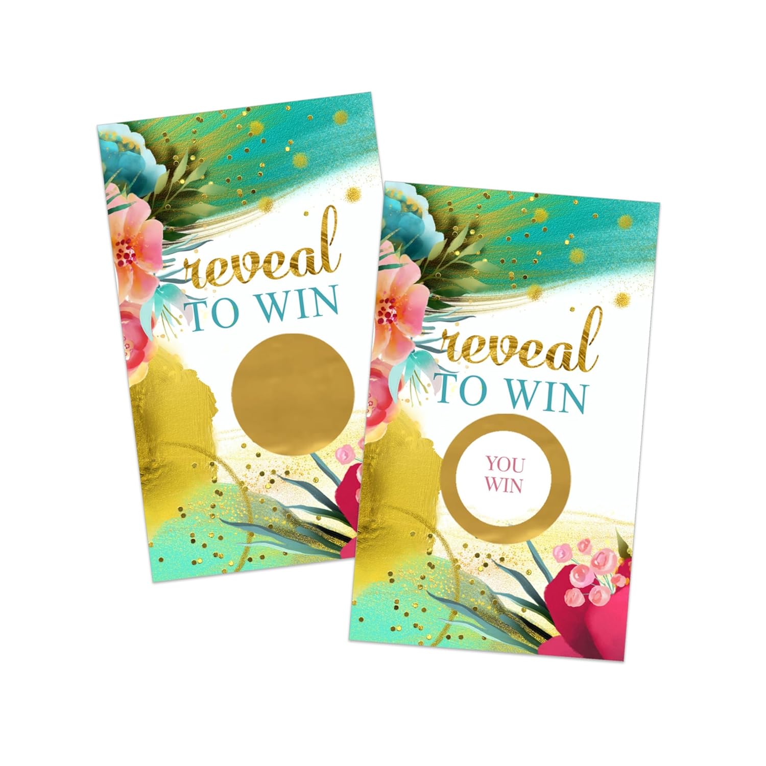 Bridal Shower Games Pink And Gold - 30 Pack - Fun Scratch Off Raffle Cards Wedding Shower Game Or Engagement Party Ideas, Aloha Tropical Floral Themes