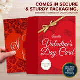 Red Foil Embossed 5X7In Handmade Individual Valentines Card With Heart Cutout, With Envelope And Stickers For Wife Or Husband, Printed Message Inside - Anniversary, Gifting And Mailing