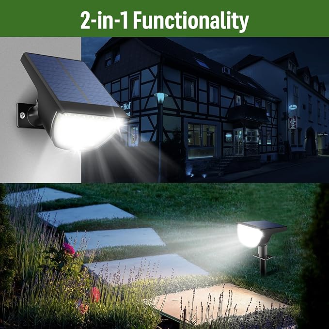 4 Pack 76 LED Solar Spot Lights IP65 Waterproof Cool White Landscape Pathway Lights