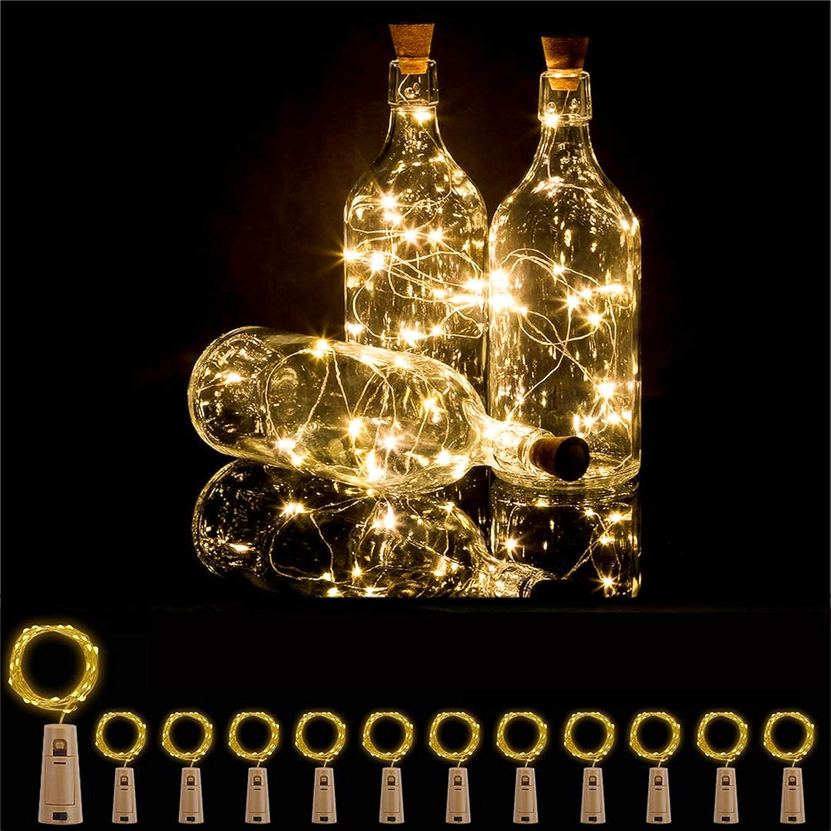 Bottle Lights 12 Pack 20 Leds Cork Lights For Wine Bottles Battery (Included) Powered Fairy Mini String Lights For Diy J