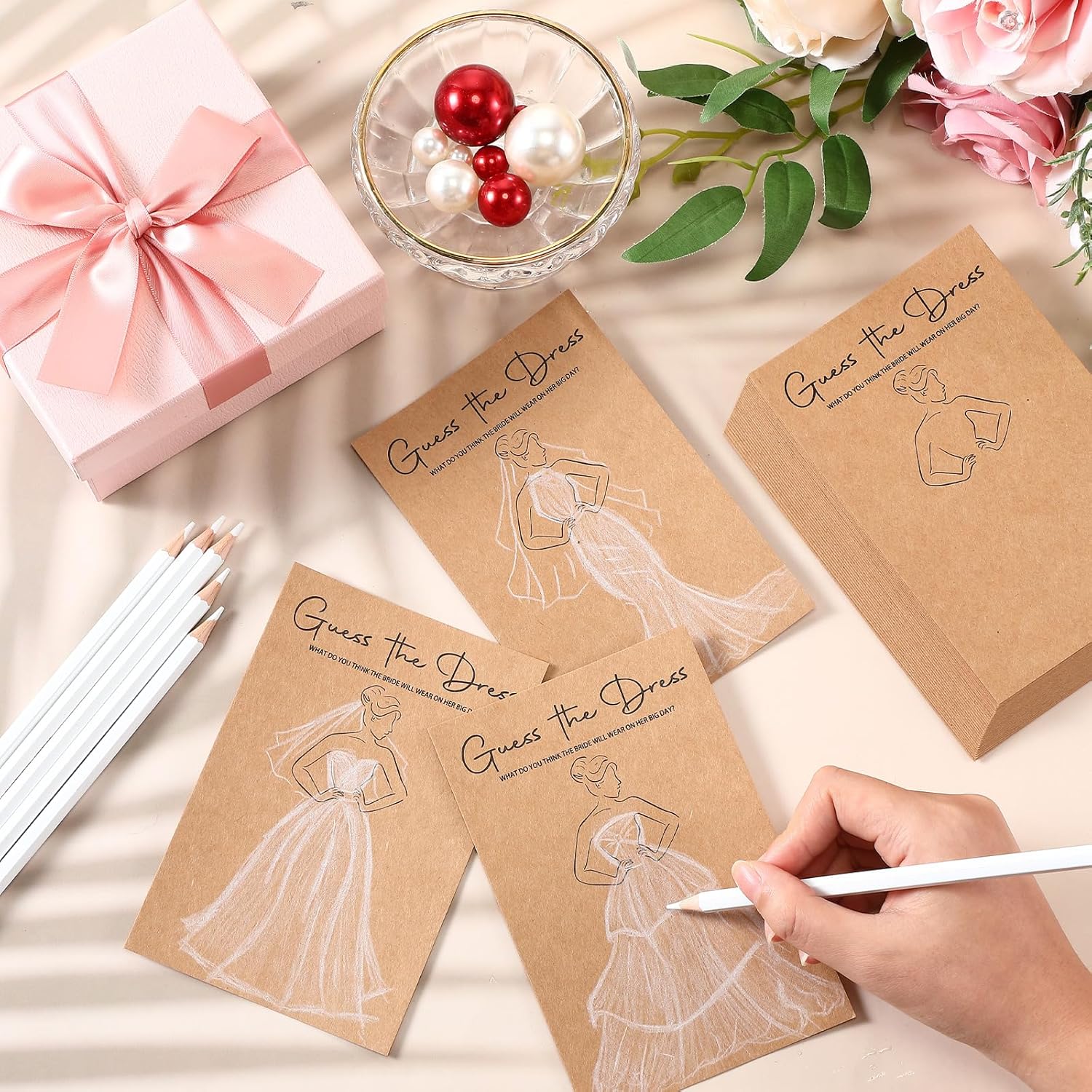 30 Sets Guess The Dress Bridal Shower Games For Guests Wedding Shower Games Cards Water Soluble Pencils With Fun Heart Wooden Clip And 1 String Rope Wedding Party Supplies Games Ideas