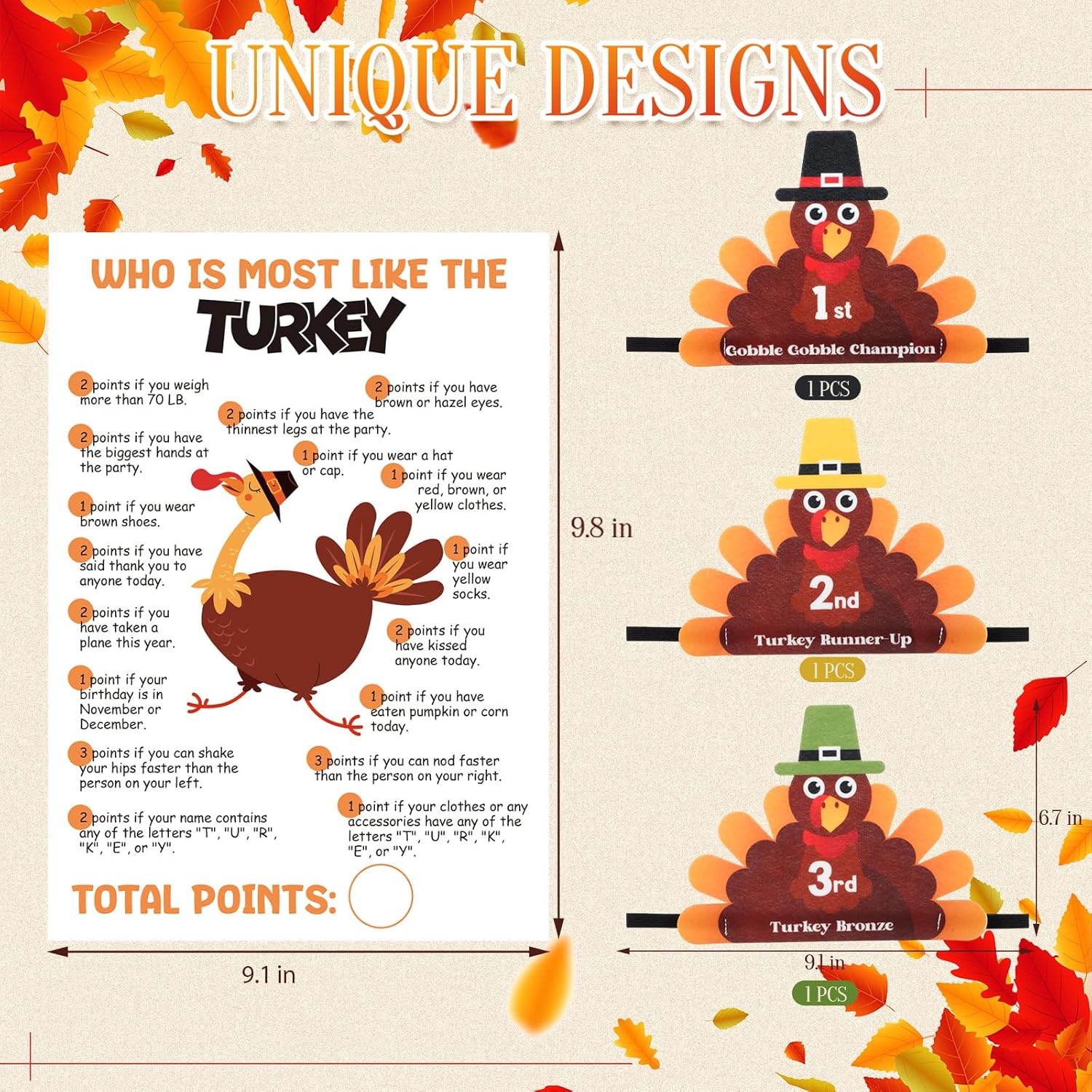 33 Thanksgiving Games For Adults Kids 30 Players Who Is Most Like The Turkey Game Cards With 3 Turkey Headbands Fall Thanksgiving Party Games For Family Activity Classroom Friendsgiving Favor