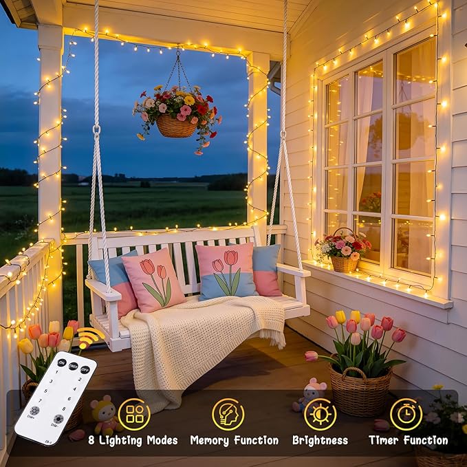 500 LED Christmas Lights Outdoor 173FT Warm White Twinkle String Lights for Holiday