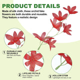Orchids Fake Flowers, 15 Pcs Artificial Flower Arrangement Hairpin Headdress Wreath For Floating Candles Vase Home Wedding Centerpiece Decorations, Red