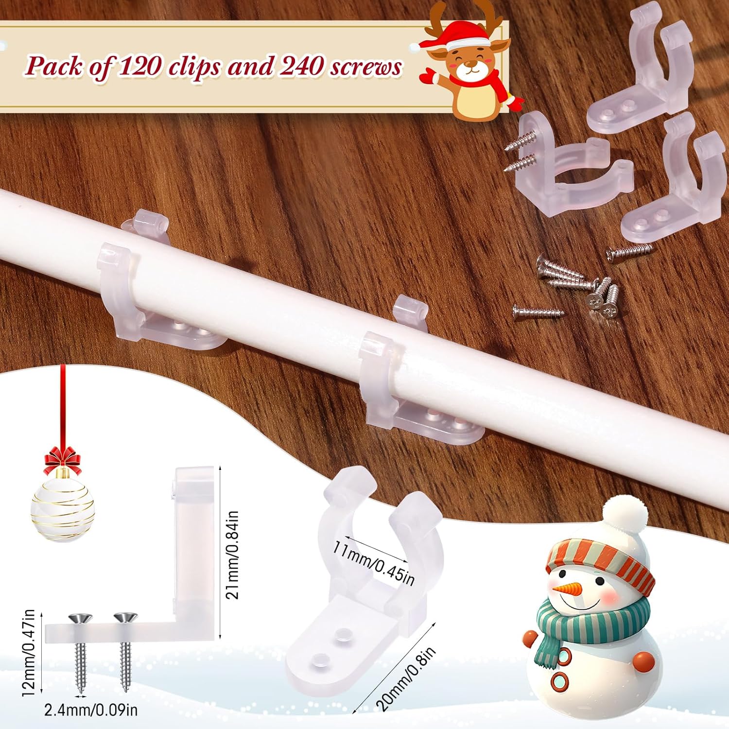 120Pcs 1/2 Inch Led Rope Light Clips Holder With 240 Pcs Screws Outdoor Gutter Clips Clear Light Clips For Christmas Led Light Wall Mount And Bar Mount