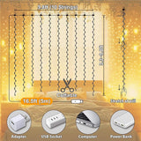 300 LED Curtain Lights 9.8FT x 9.8FT Warm White Fairy String Lights with Remote 8 Modes for Bedroom Wedding Party Decor