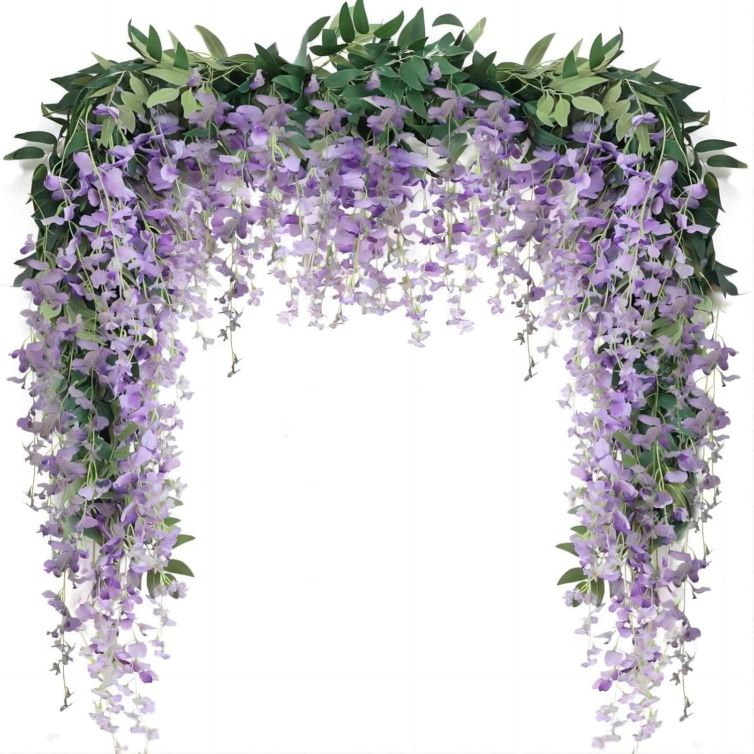 3Pcs 7Ft Artificial Wisteria Vine Garland Fake Flower Wisteria Garlands For Outdoor Indoor Wedding Wall Badroom Decoration(Purple)