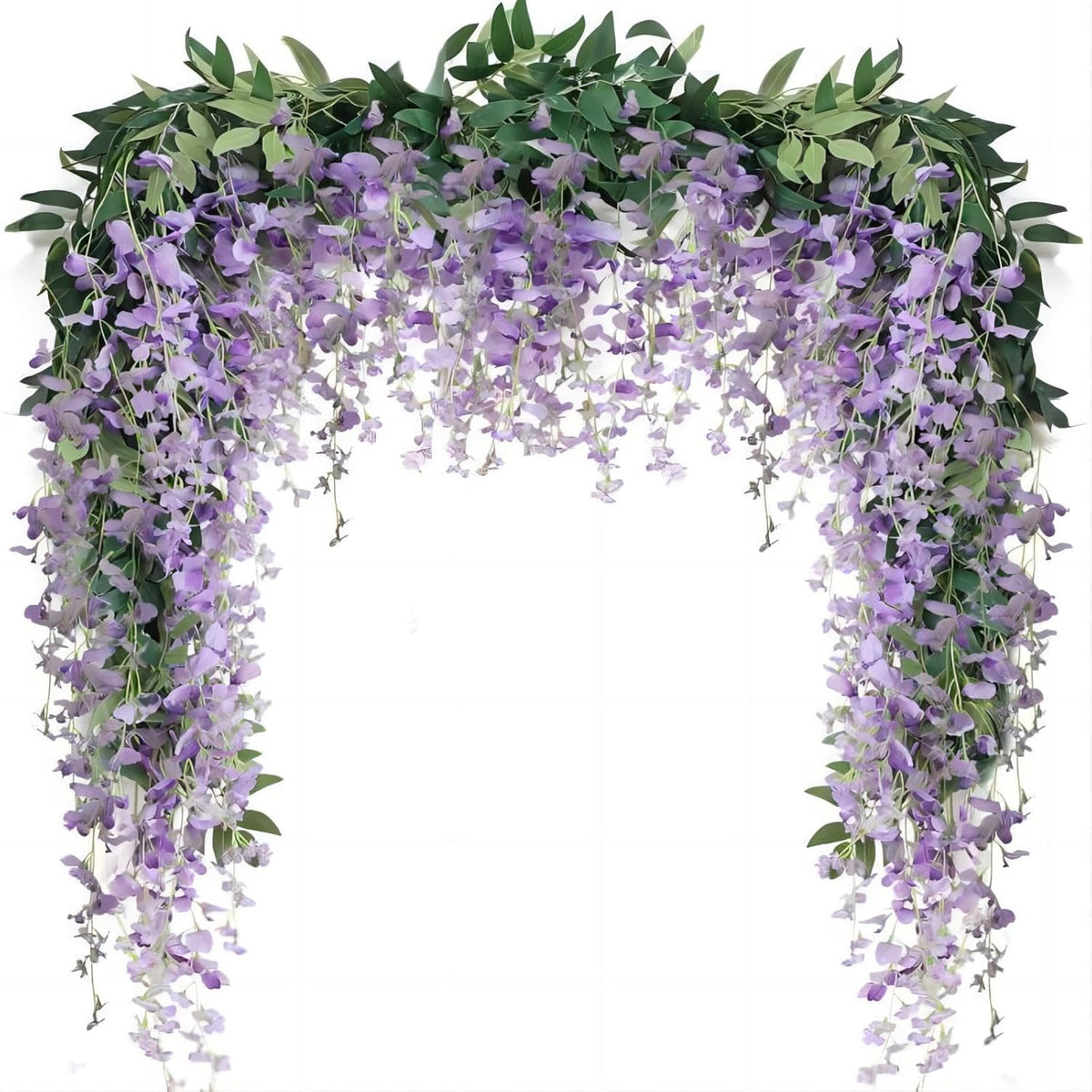 3Pcs 7Ft Artificial Wisteria Vine Garland Fake Flower Wisteria Garlands For Outdoor Indoor Wedding Wall Badroom Decoration(Purple)