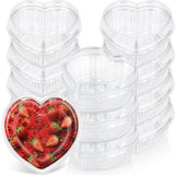 12 Pack Valentines Heart Shaped Food Storage Containers With Lid 16.9Oz Clear Plastic Cake Fruit Dessert Storage Box Containers Tray For Valentines Day Bakery Wedding Party Favor Packaging